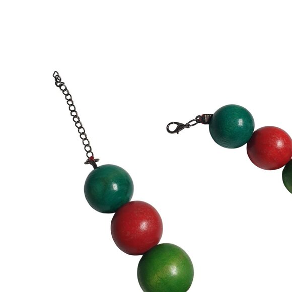 Colorful Wooden Bead Necklace Adjustable Length Teacher Gift Office Boho Core - Picture 4 of 5